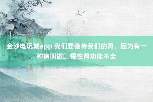 金沙电玩城app 我们要善待我们的肾,因为有一种病叫做慢性肾功能不全