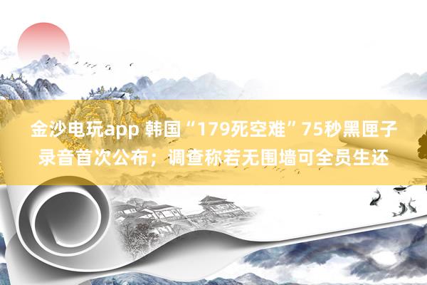 金沙电玩app 韩国“179死空难”75秒黑匣子录音首次公布；调查称若无围墙可全员生还
