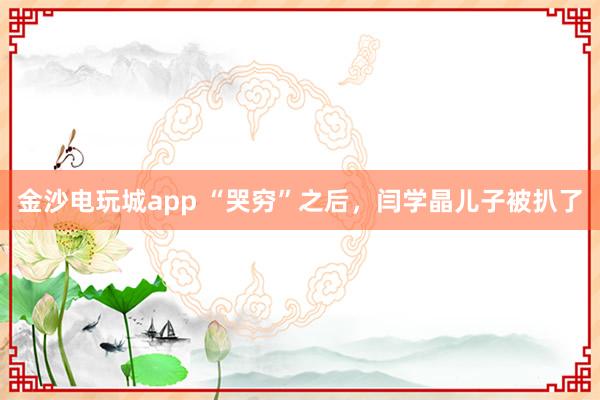 金沙电玩城app “哭穷”之后，闫学晶儿子被扒了
