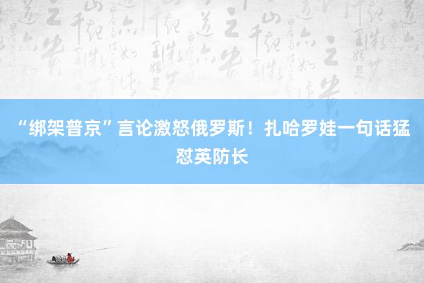 “绑架普京”言论激怒俄罗斯！扎哈罗娃一句话猛怼英防长