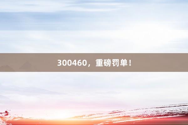 300460，重磅罚单！