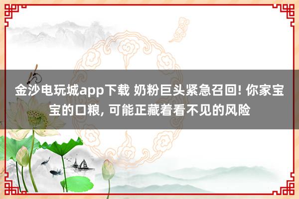 金沙电玩城app下载 奶粉巨头紧急召回! 你家宝宝的口粮, 可能正藏着看不见的风险