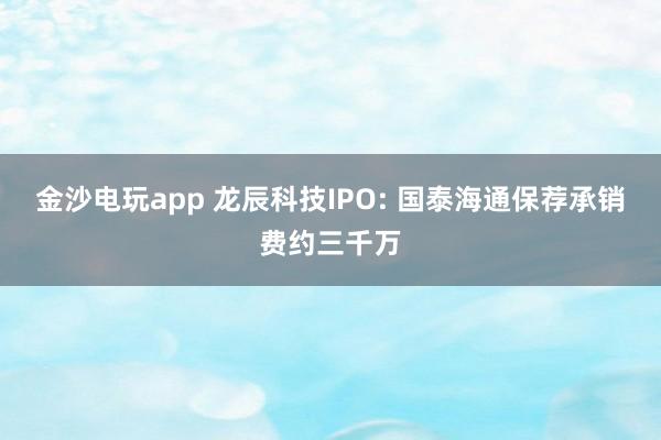 金沙电玩app 龙辰科技IPO: 国泰海通保荐承销费约三千万