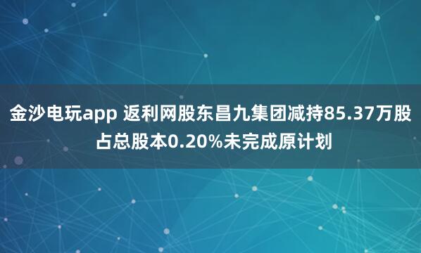 金沙电玩app 返利网股东昌九集团减持85.37万股 占总股本0.20%未完成原计划