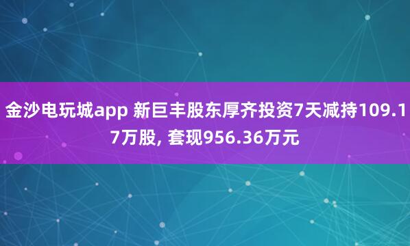 金沙电玩城app 新巨丰股东厚齐投资7天减持109.17万股, 套现956.36万元