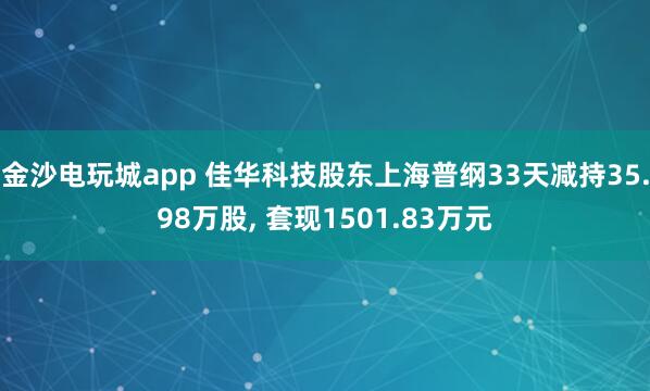 金沙电玩城app 佳华科技股东上海普纲33天减持35.98万股, 套现1501.83万元