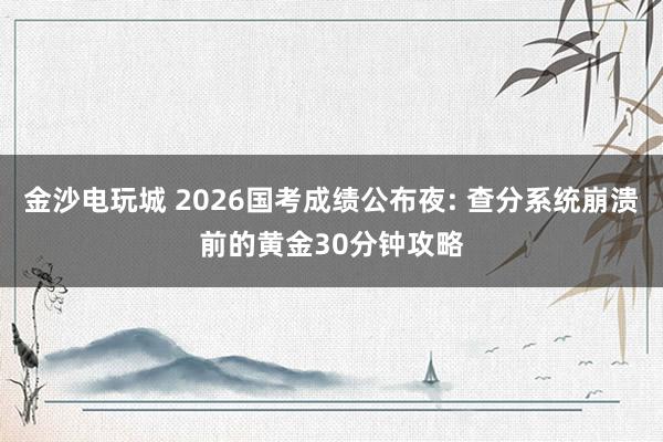 金沙电玩城 2026国考成绩公布夜: 查分系统崩溃前的黄金30分钟攻略