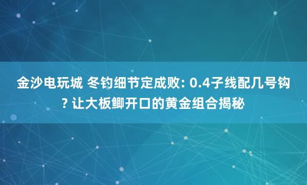 金沙电玩城 冬钓细节定成败: 0.4子线配几号钩? 让大板鲫开口的黄金组合揭秘