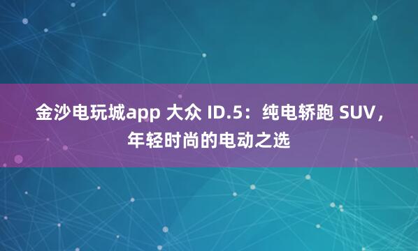 金沙电玩城app 大众 ID.5:纯电轿跑 SUV,年轻时尚的电动之选