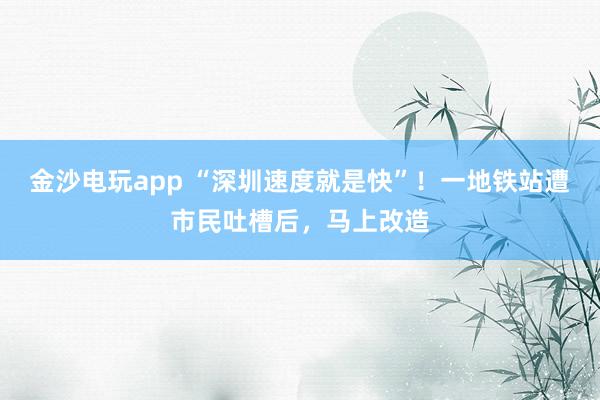 金沙电玩app “深圳速度就是快”！一地铁站遭市民吐槽后，马上改造