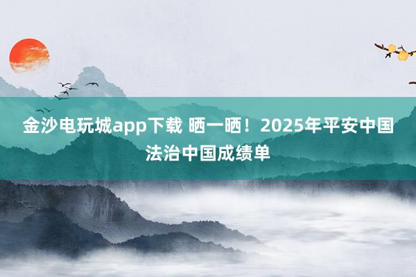 金沙电玩城app下载 晒一晒！2025年平安中国法治中国成绩单