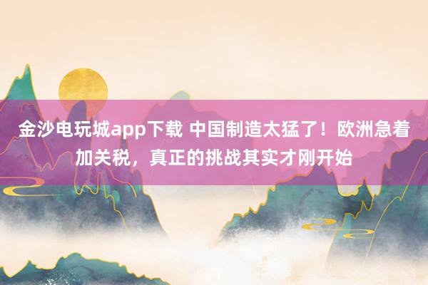 金沙电玩城app下载 中国制造太猛了！欧洲急着加关税，真正的挑战其实才刚开始