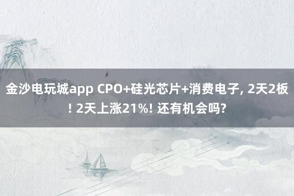金沙电玩城app CPO+硅光芯片+消费电子， 2天2板! 2天上涨21%! 还有机会吗?