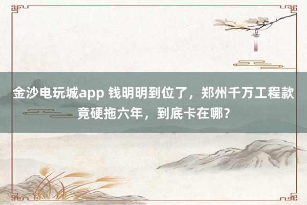 金沙电玩城app 钱明明到位了，郑州千万工程款竟硬拖六年，到底卡在哪？