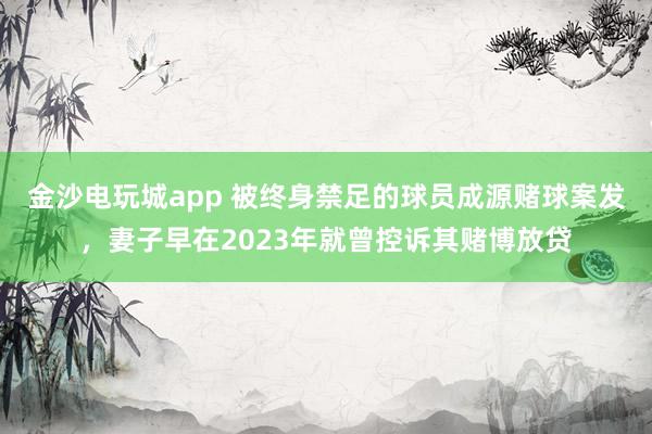 金沙电玩城app 被终身禁足的球员成源赌球案发，妻子早在2023年就曾控诉其赌博放贷