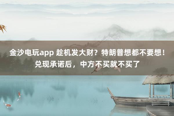 金沙电玩app 趁机发大财？特朗普想都不要想！兑现承诺后，中方不买就不买了