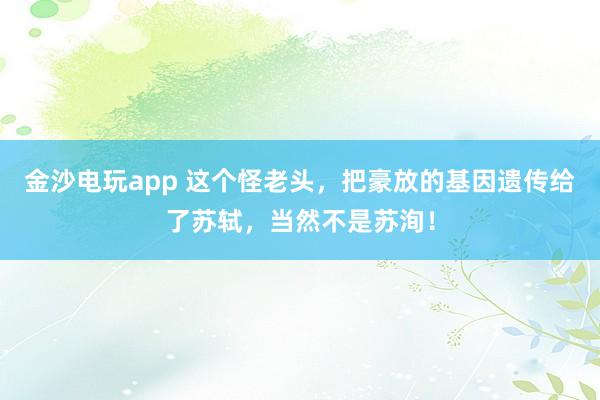 金沙电玩app 这个怪老头,把豪放的基因遗传给了苏轼,当然不是苏洵!