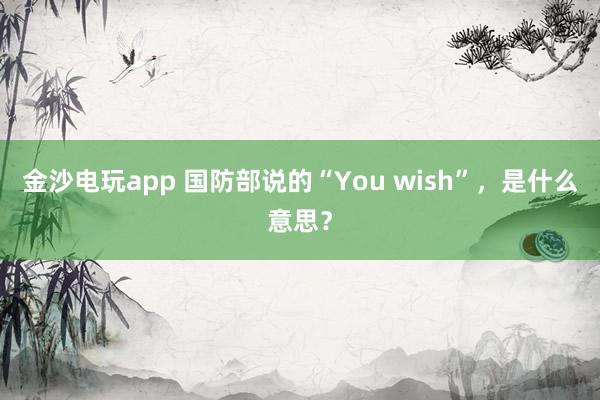 金沙电玩app 国防部说的“You wish”，是什么意思？