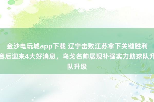 金沙电玩城app下载 辽宁击败江苏拿下关键胜利，赛后迎来4大好消息，乌戈名帅展现补强实力助球队升级