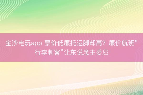 金沙电玩app 票价低廉托运脚却高?廉价航班“行李刺客”让东说念主委屈