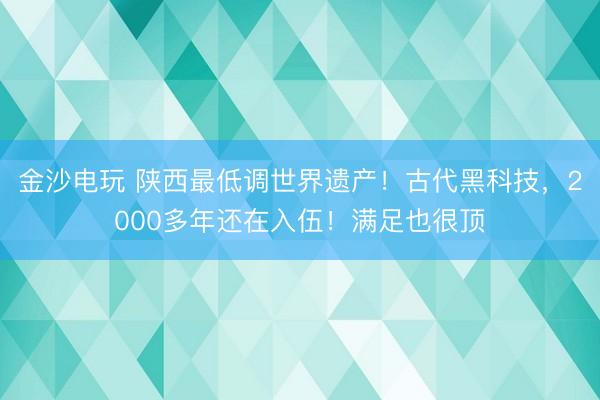 金沙电玩 陕西最低调世界遗产！古代黑科技，2000多年还在入伍！满足也很顶